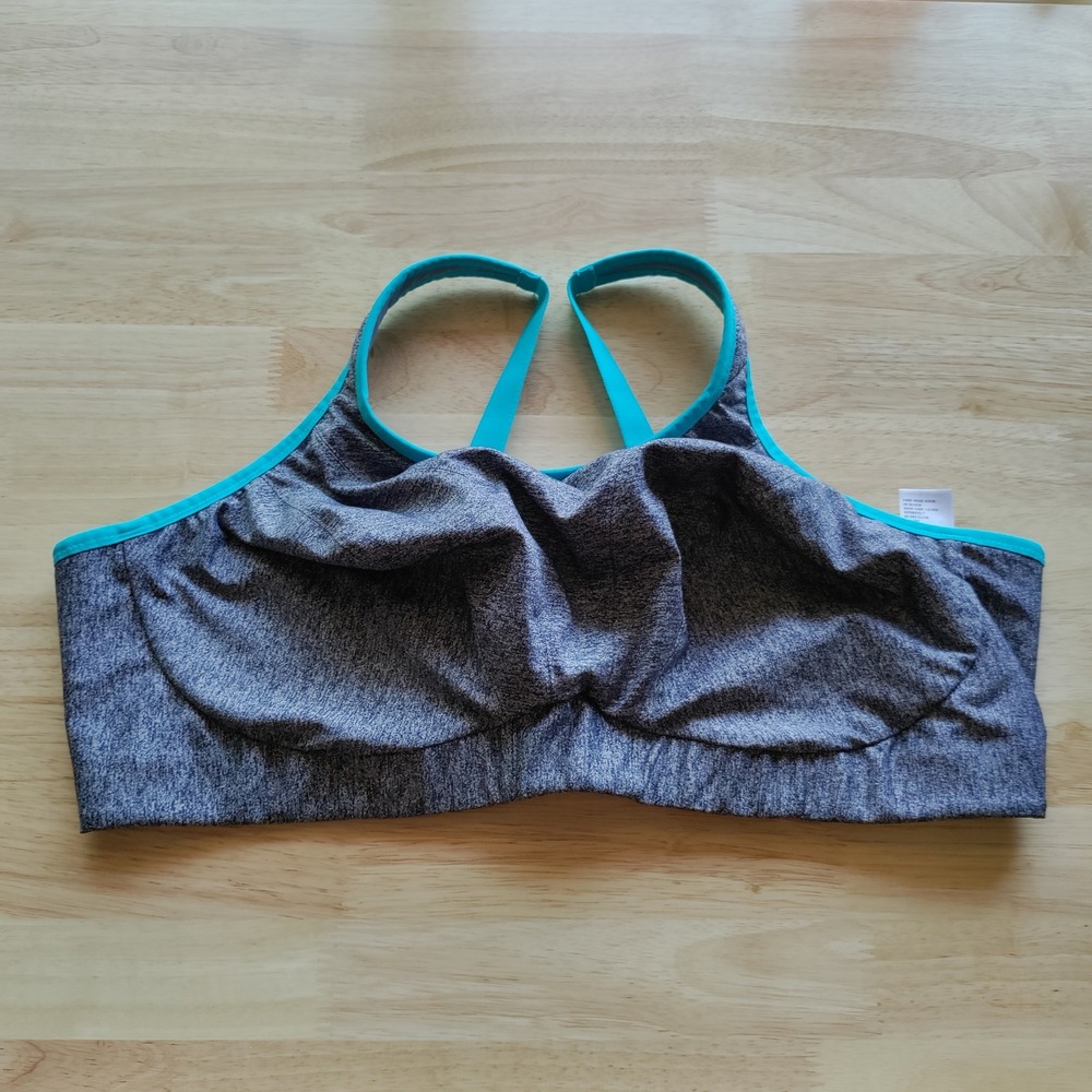 Goddess Sport Bra GD6911SLE Slate Gray Teal Wire Free High Impact 42G US 42F UK